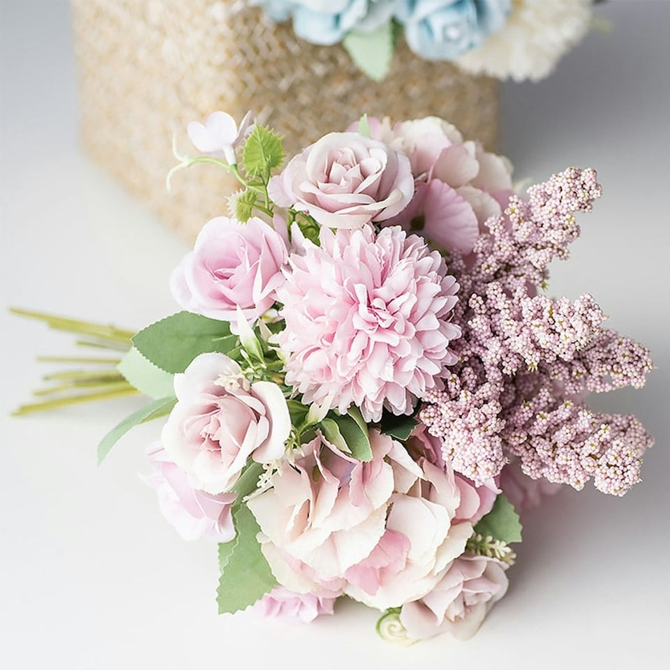image 1 of Living and Home Artificial Bouquet Flower Home Wedding Decor - Purple
