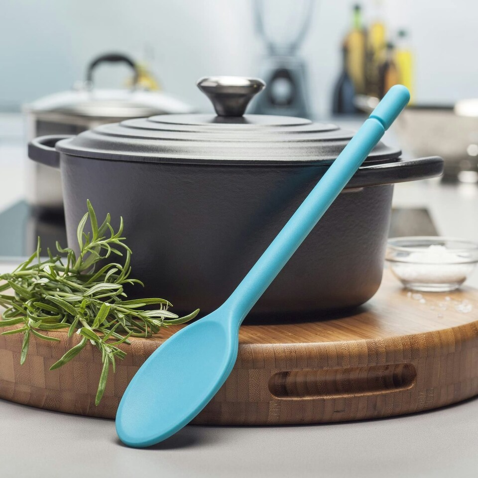 image 1 of Zeal Traditional Silicone Cook’s Spoon 30cm, Aqua Blue