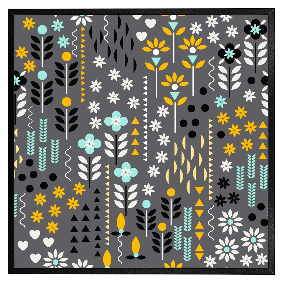 image 1 of Flower print (Picture Frame) Brown | Oak | XL