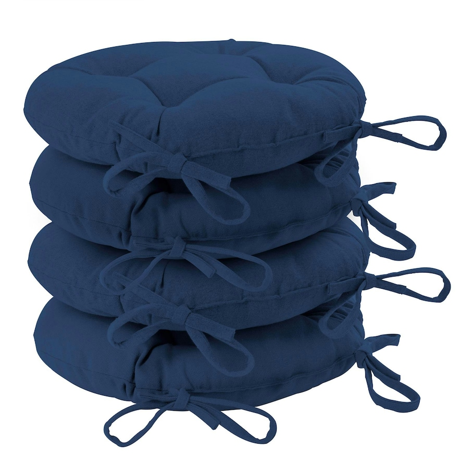 image 1 of Harbour Housewares Round Garden Chair Seat Cushions - Navy - Pack of 4 Blue
