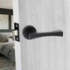image 3 of Golden Grace Wave Handles Set on Round Rose in Matt Black Finish with 64mm 3 Lever Mortise Lock, 3" Ball Bearing Hinges and Key Hole Black