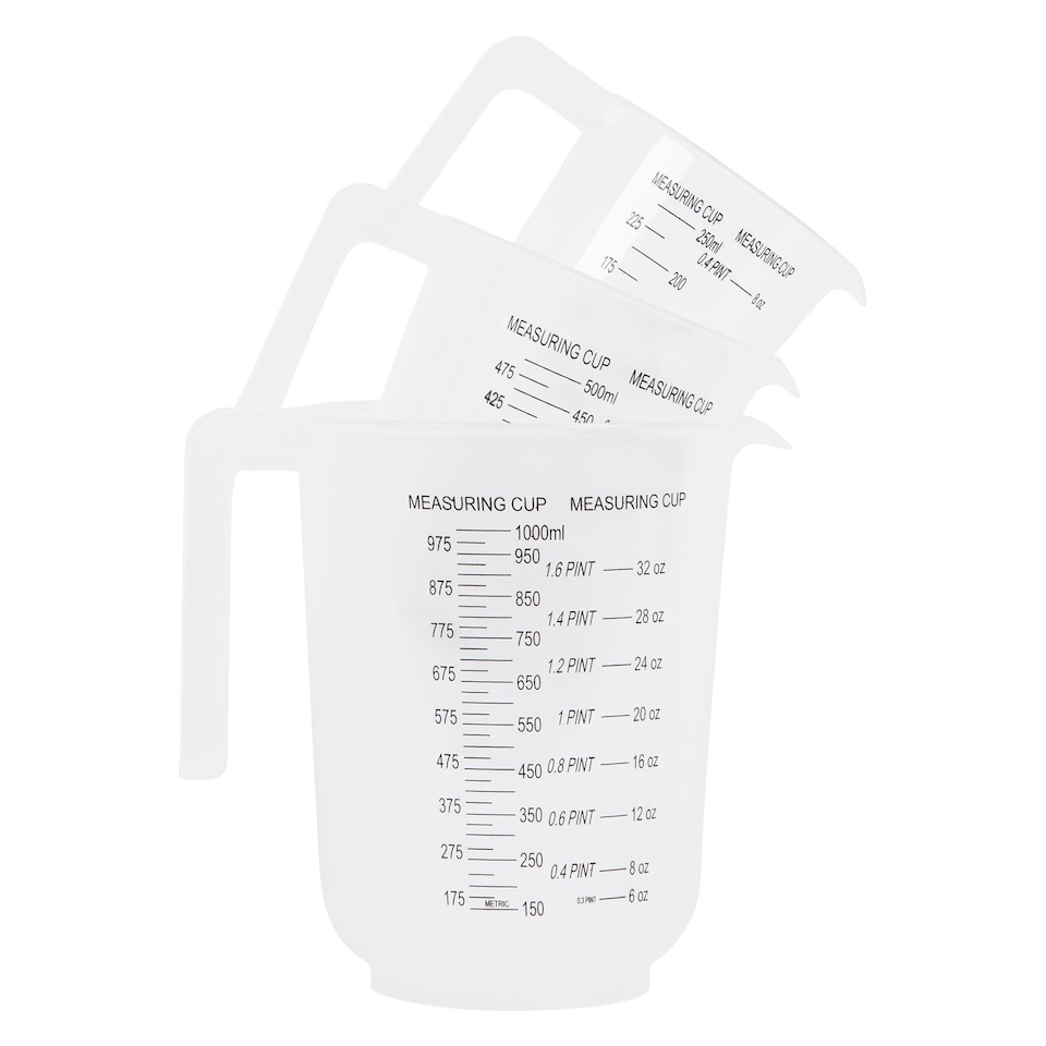 image 1 of Ashley 3pc Plastic Measuring Jug Set - White | White | White