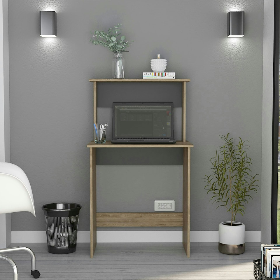 image 1 of Vegas, Workstation With Keyboard Shelf Brown