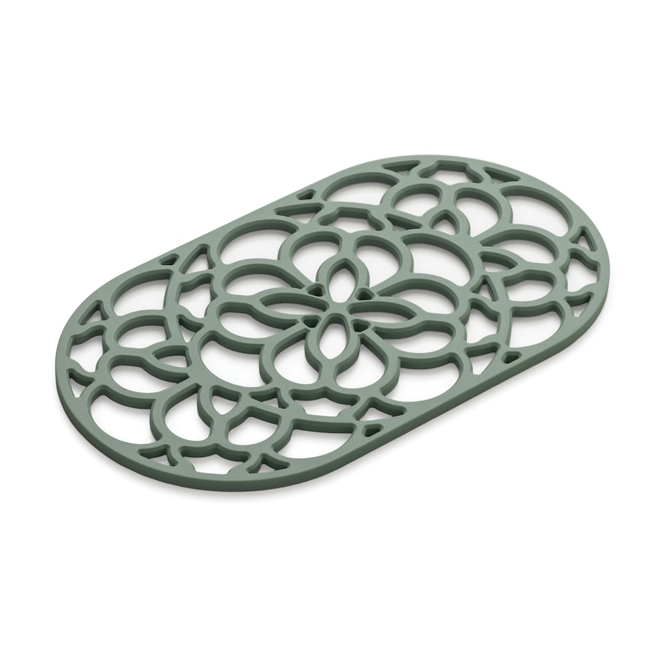 image 1 of Zeal Large Oval Silicone Heritage Trivet, 32cm, Dark Sage