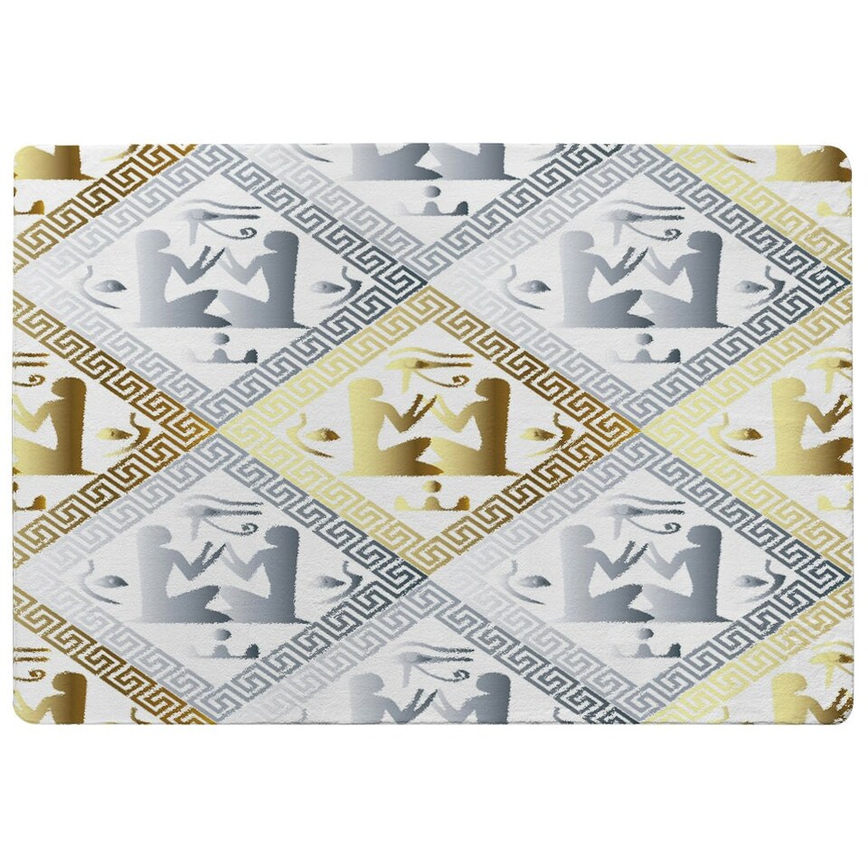 image 1 of Egyptian Hieroglyphs in Gold & Silver (Rug) Multi | Medium: 80x150cm
