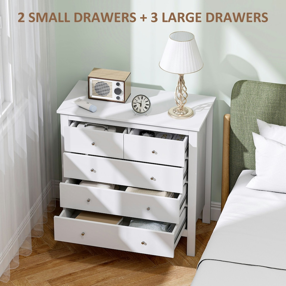 image 1 of HOMCOM Modern Chest Of Drawers, 5 Drawer Unit Storage Chest for Bedroom