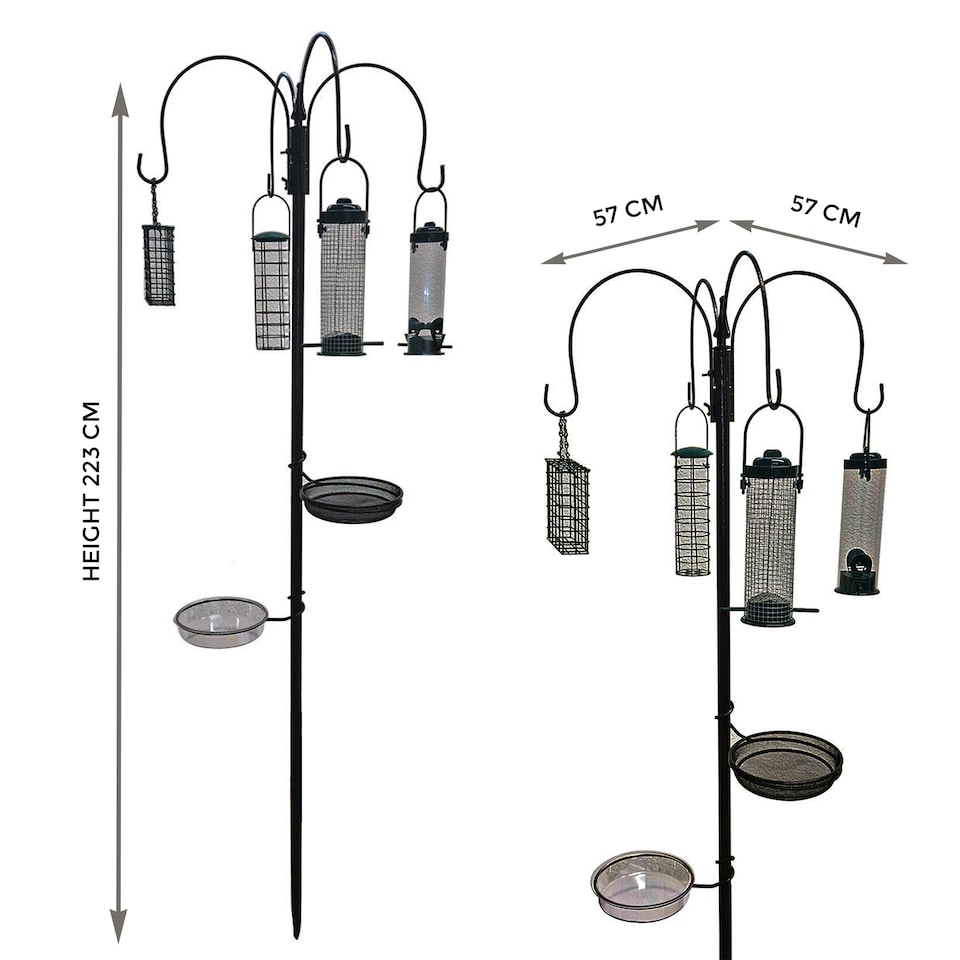 image 1 of Wild Bird Feeding Station with Hanging Feeders, Water Bath & Seed Tray