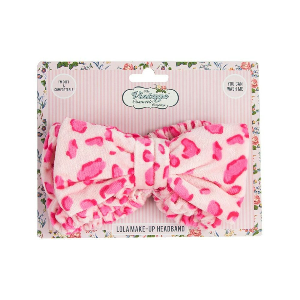 image 1 of The Vintage Cosmetic Company Lola Headband, Pink Leopard