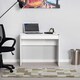 image 2 of Adore Matt White Laptop Study Desk with Full Width Drawer White