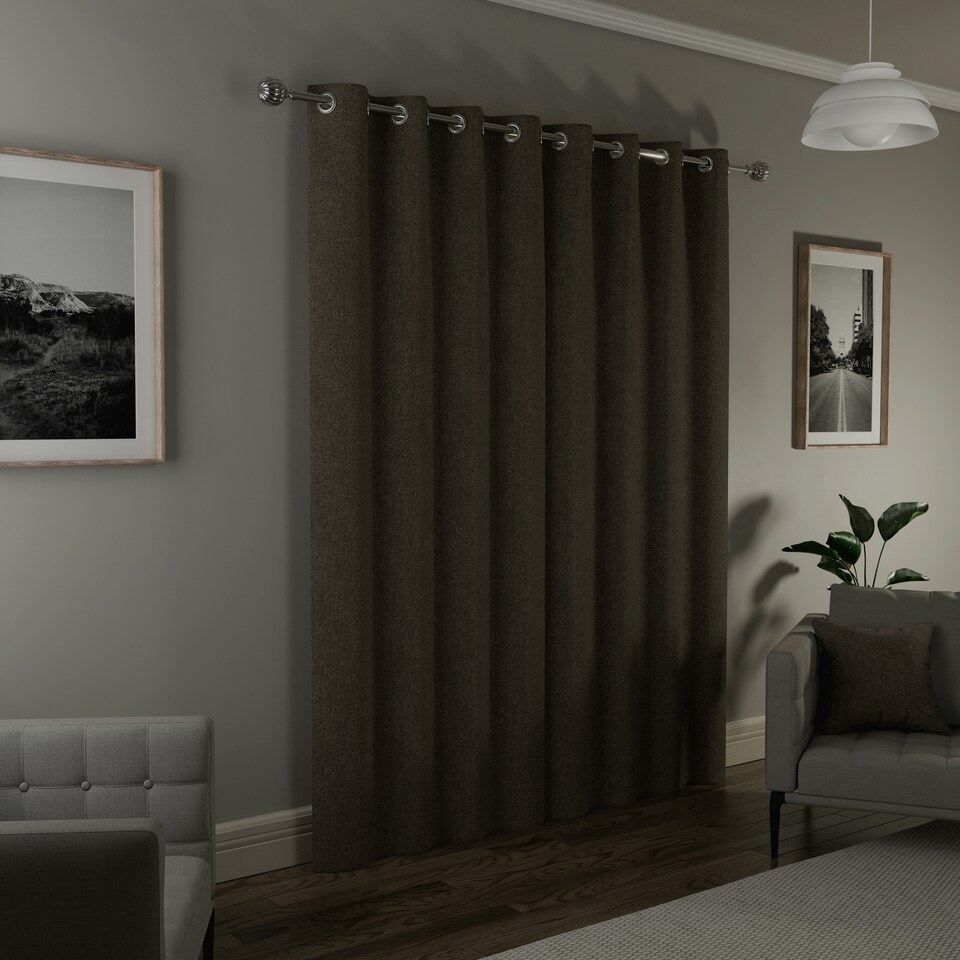 image 1 of Austin Natural Blackout Curtains 90 x 90 inch (229 x 229 cm) 100% Blackout Eyelet Thermal Noise Reducing Curtains for Bedroom and Living Room