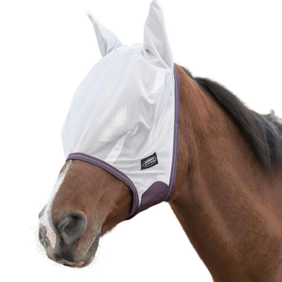 image 1 of Weatherbeeta Comfitec Essential Mesh Mask - White/Maroon/Grey - Pony