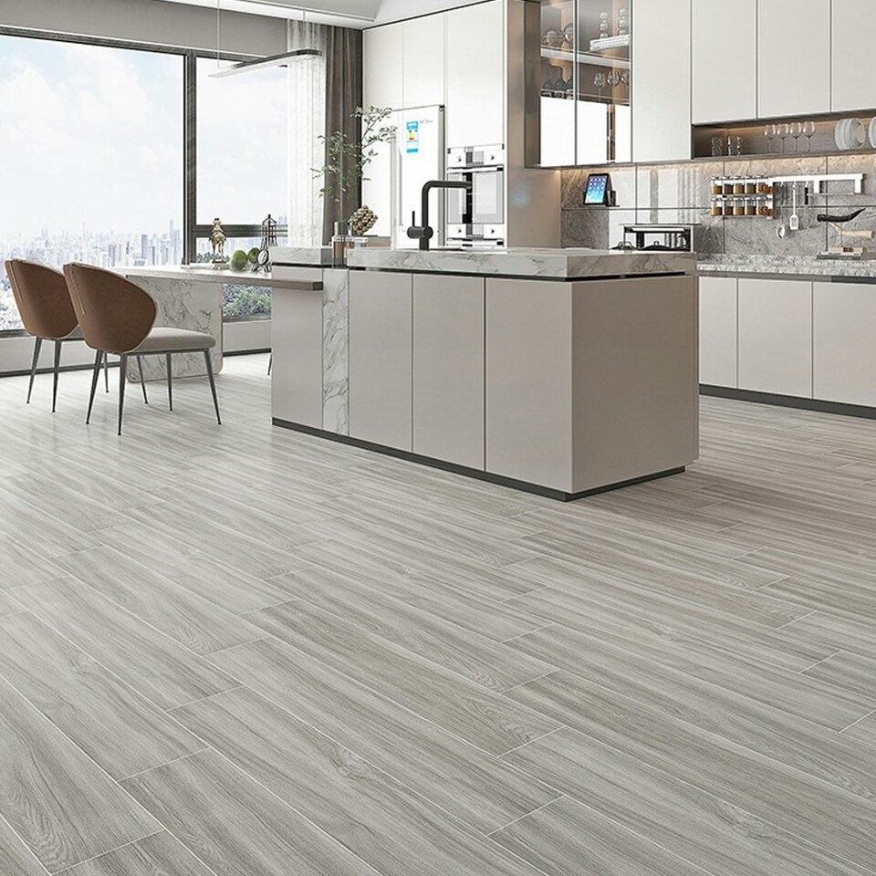 image 1 of Living and Home Realistic Wood Effect Flooring Plank 36Pcs - Light Grey Grey