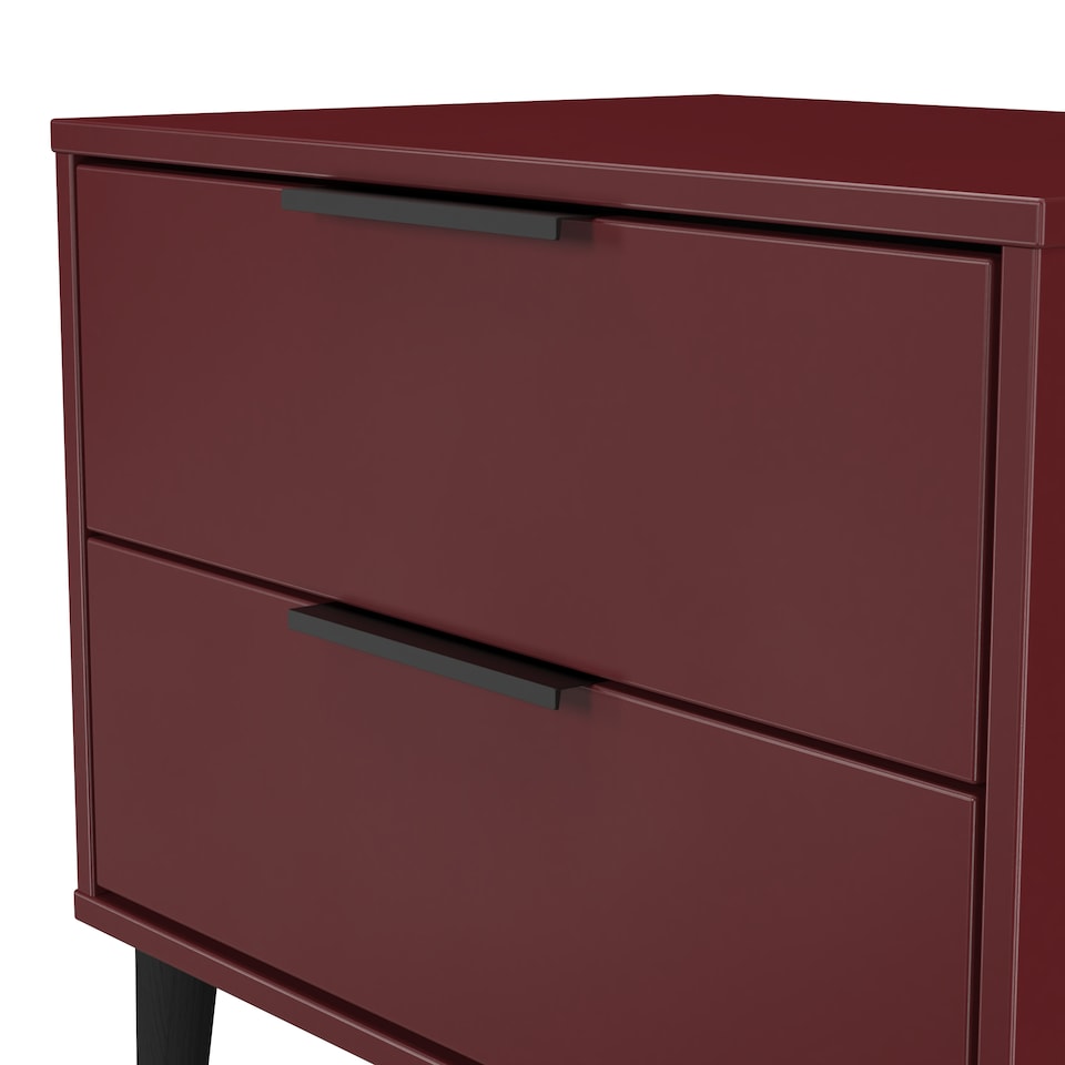 image 1 of Fuji 2 Drawer Wide Bedside Table in Red Matt (Ready Assembled) | Red | Red Matt