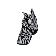 Hy Equestrian Zebra Fly Mask With Ears And Detachable Nose - Black/White - Pony