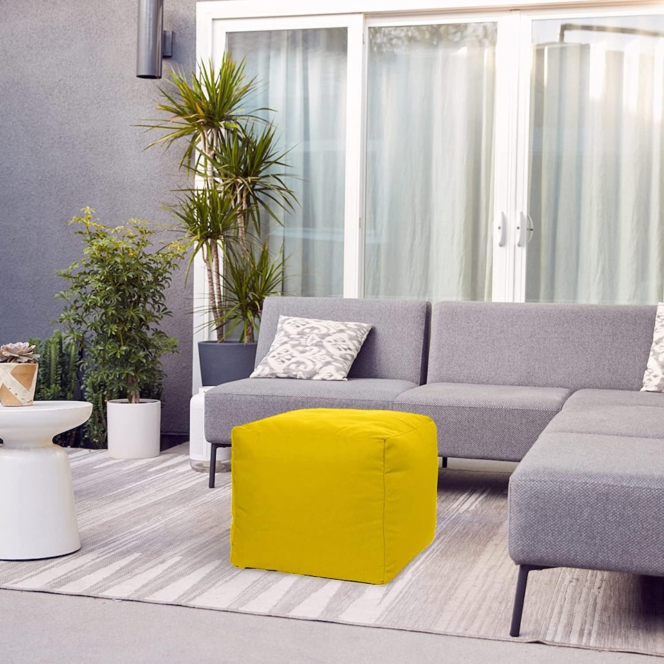 image 1 of Outdoor Bean Bag Footstool Pouffe Water-Resistant 40x40cm | Yellow
