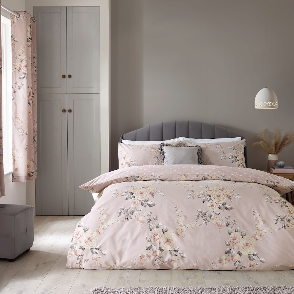 image 1 of Canterbury Floral Reversible Duvet Cover Set | Pink | Blush Pink