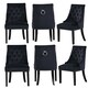 image 1 of Set of 6 Velvet Dining Chairs Ergonomic Scoop Knockerback & Button Tufted Wood Legs Black