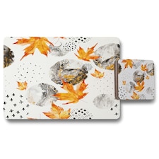 Maple Leaves & Marbled Circles (Placemat & Coaster Set)