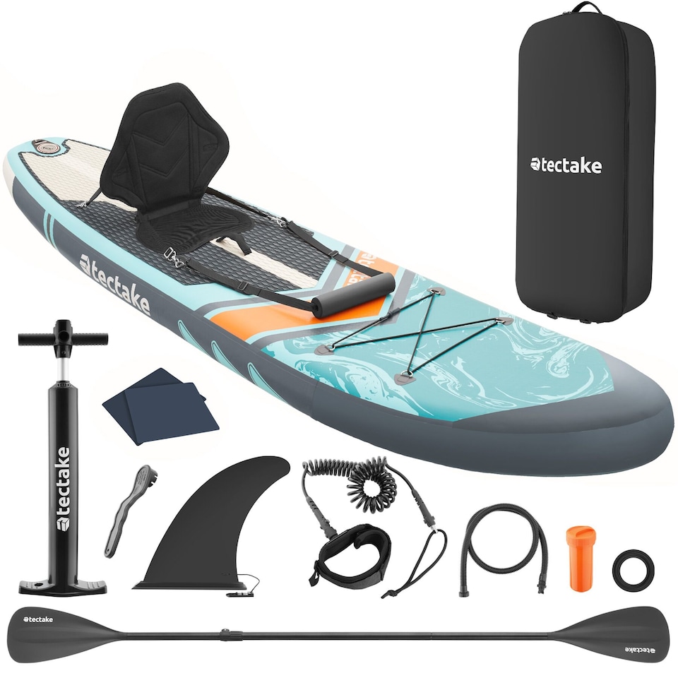 image 1 of 2-in-1 inflatable SUP kayak, with paddle, pump, backpack | Blue | turquoise/orange | 1