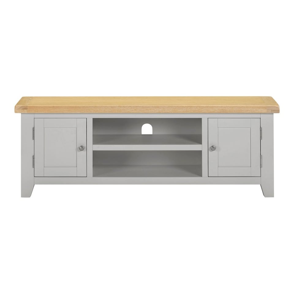 image 1 of Windsor Straight TV Unit - L37 x W140 x H50.5 cm - Pebble Grey/Oak