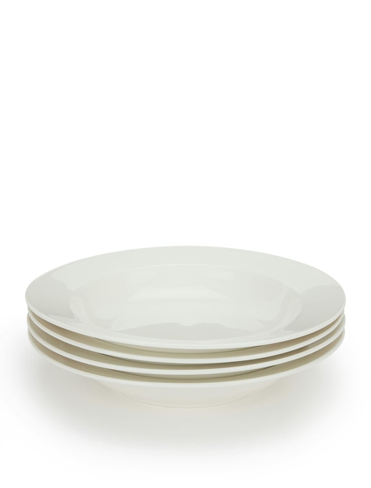image 1 of 4pc Professional Alumina White Porcelain Classic Rim Pasta Bowls