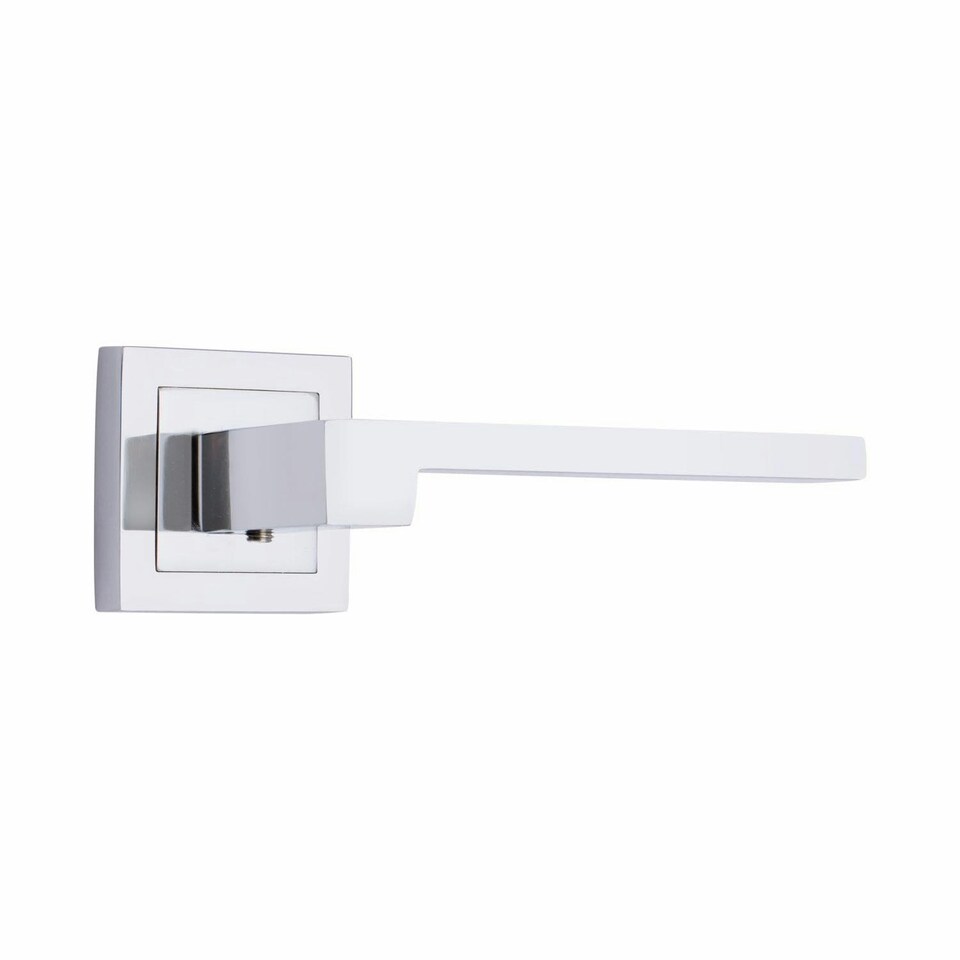 image 1 of Golden Grace 4 Pairs Zeta Premium Design Door Handles on Square Rose in Polished Chrome Finish Chrome