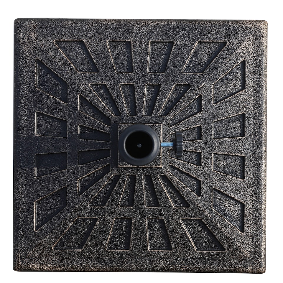 image 1 of 15KG Outsunny Garden Patterned Umbrella Stand Holder Parasol Base Stand 15kg | Bronze | Bronze