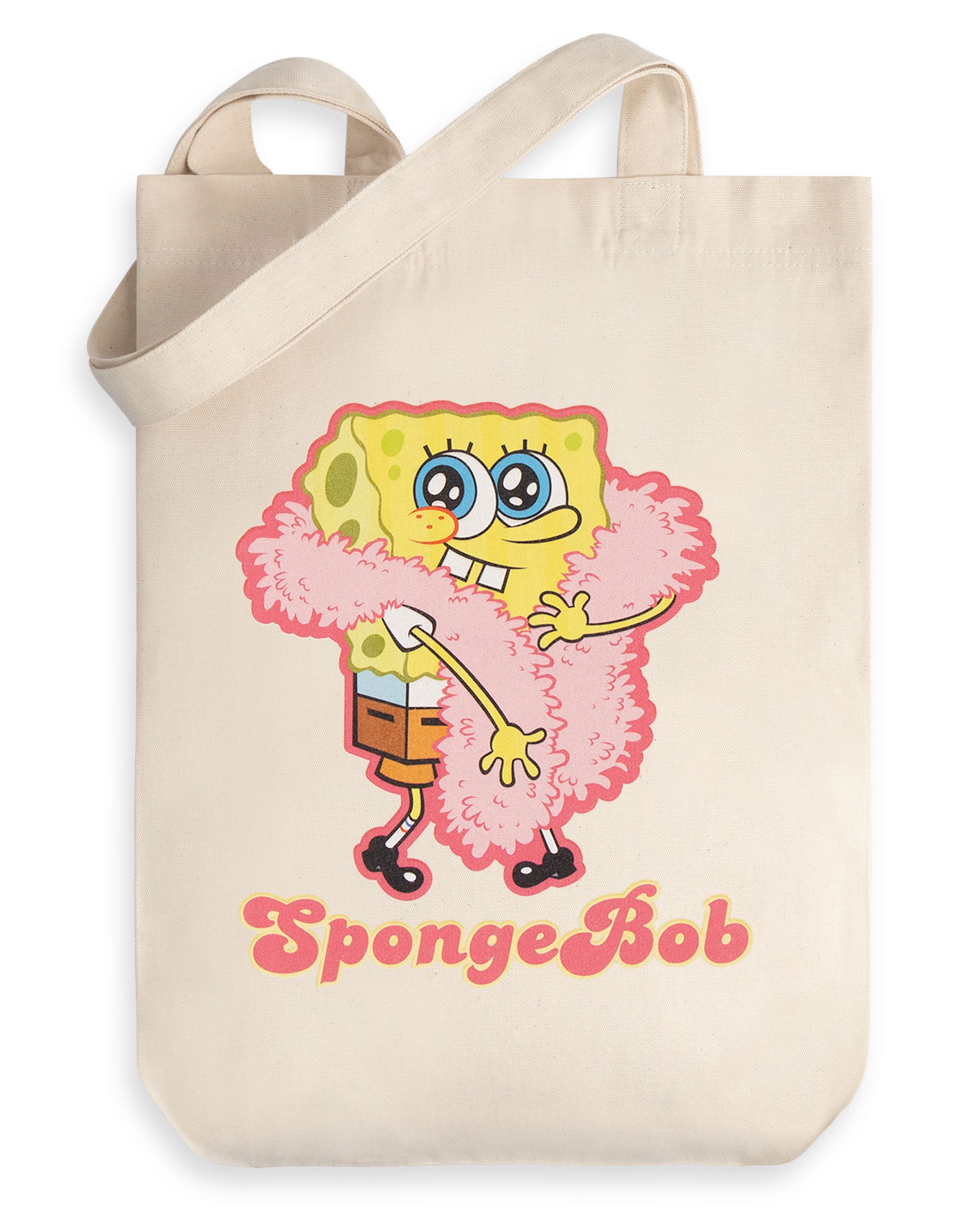SpongeBob SquarePants Ladies Beige Tote Bag Classic Cartoon Design for Carrying Items Lightweight & Versatile Perfect for Everyday Use SpongeBob Merch