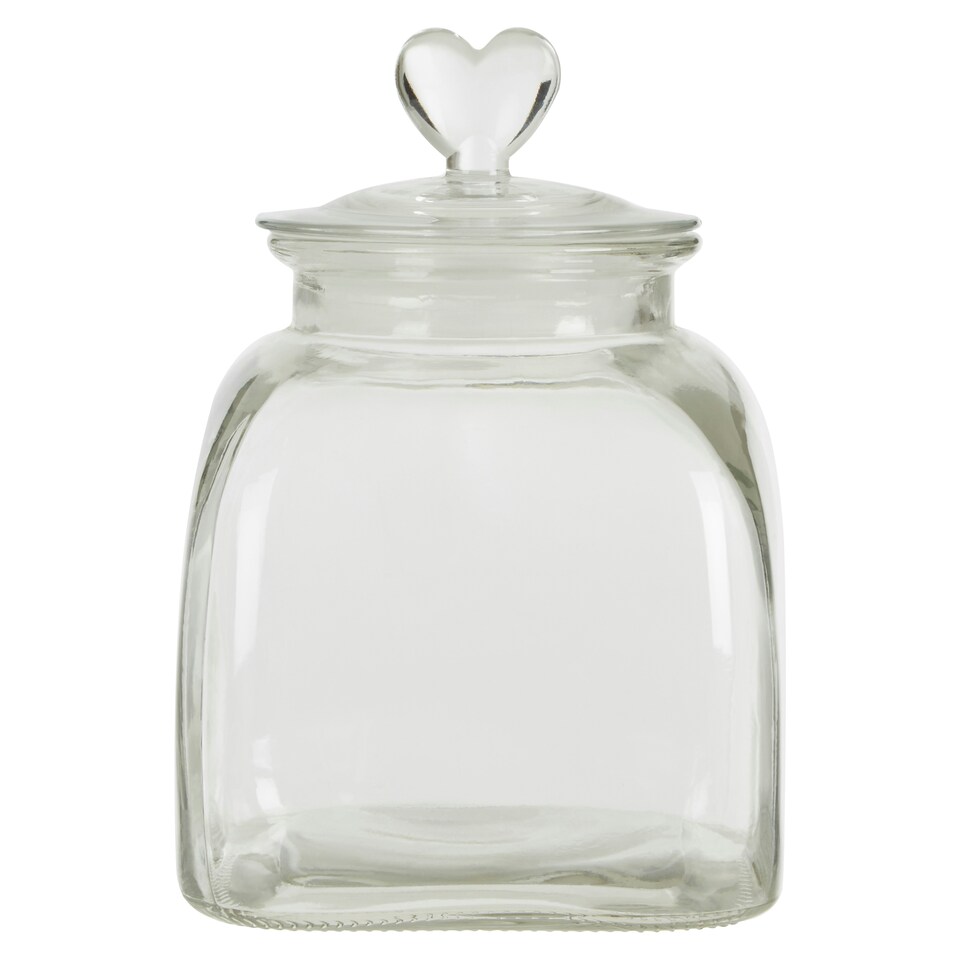 image 1 of Interiors by Premier Small Storage Jar, Glass Canister with Heart-Shaped Lid, Ideal for Storing Sweets, Spices