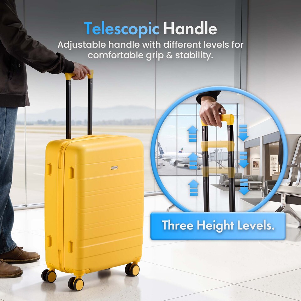image 1 of Vonhaus Hard Shell Suitcase Set 3 Piece with TSA Lock | Yellow | Yellow