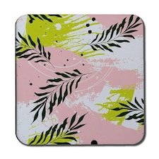 Green Leaves on Brush Strokes (Coaster)