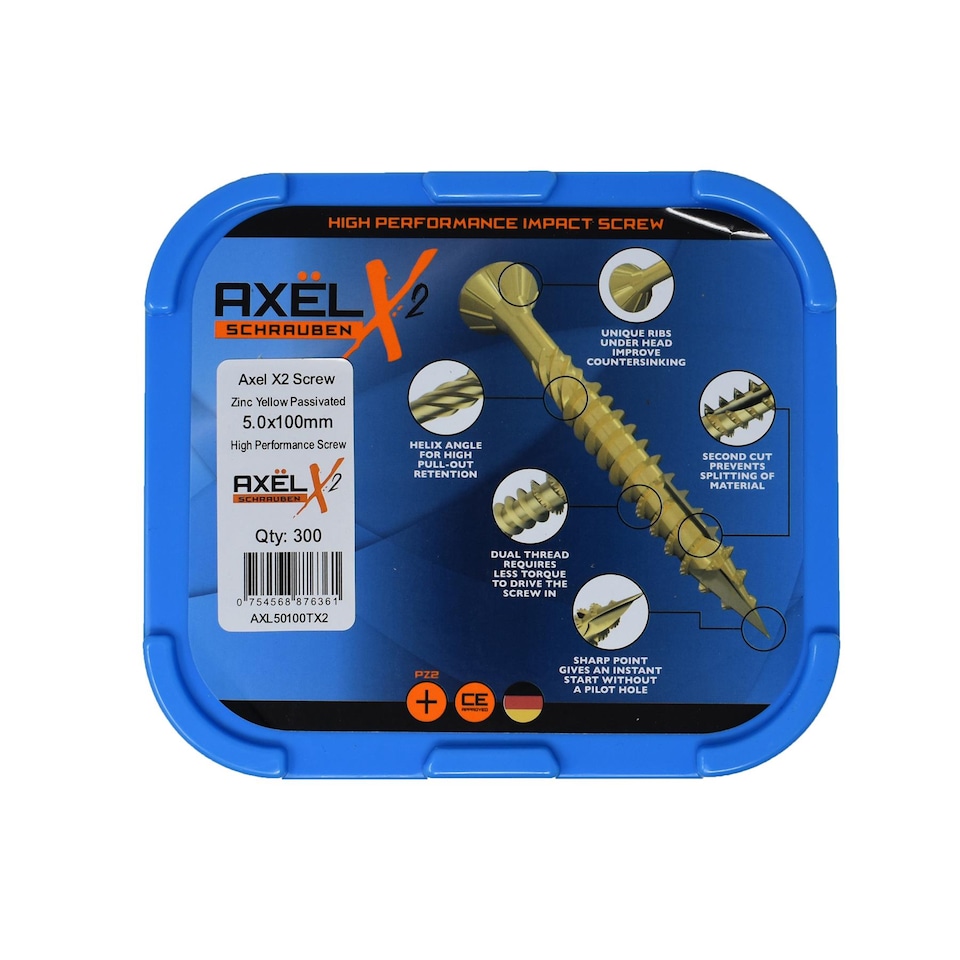 Axel High Performance Woodscrews (Dia) 5.0mm (L) 100mm - Tub of 300 ...