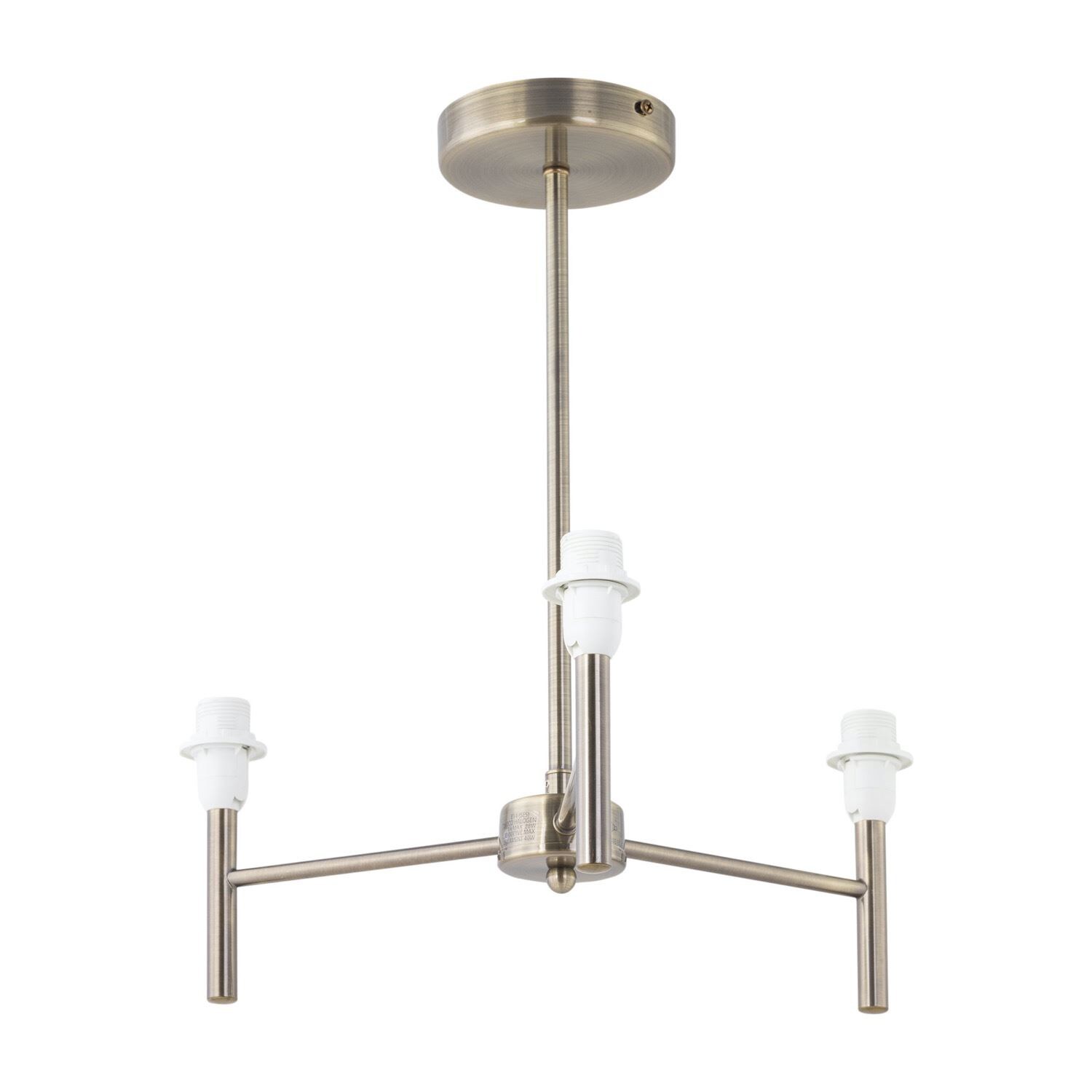 First Choice Lighting Brea - Antique Brass 3 Arm Semi Flush Fitting Only in Gold