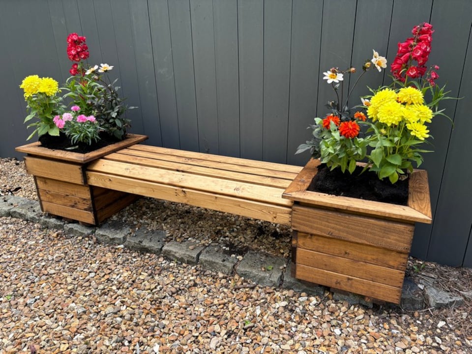 image 1 of Knights Double Planter Bench - Timber - L47.5 x W135 x H40 cm | Brown