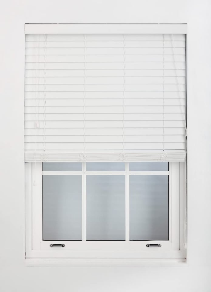 image 1 of Faux Wood Venetian Blind with String (W)55cm x (L)210cm