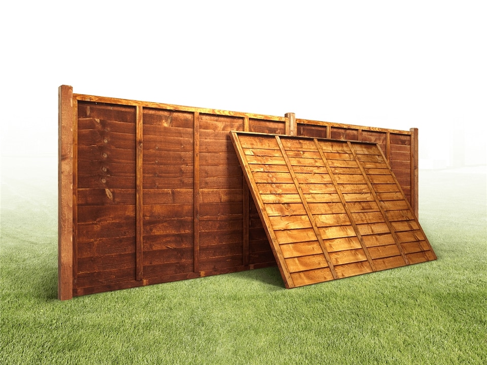 image 1 of eDecks Overlap Waney Edge Timber Fence Panels, 6ft x 5ft - Pack of 5