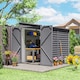 image 2 of Outsunny 5 x 9ft Galvanised Metal Garden Shed with Foundation Kit, Outdoor Leanto Shed, Tool Storage House with Lockable Doors, Gloves and 2 Air Vents for Patio, Garden, Grey | Grey | Grey