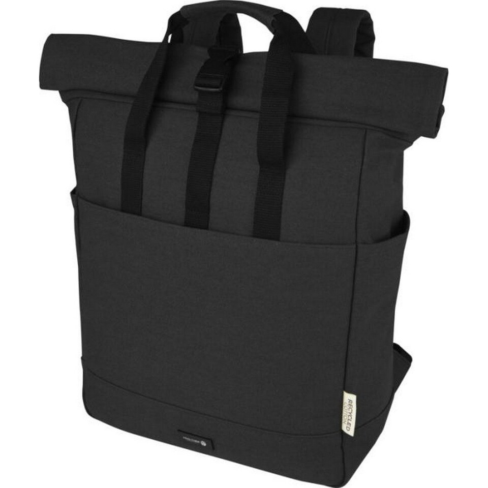 image 1 of Joey Roll Top Canvas 15L Laptop Backpack - Solid Black - One Size