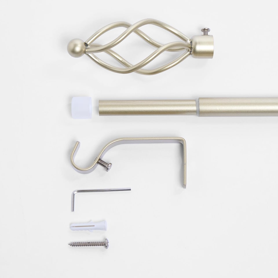 image 1 of OHS Curtain Pole Extendable 16mm Metal Finnials Twist End Rod 70-120cm | Bronze