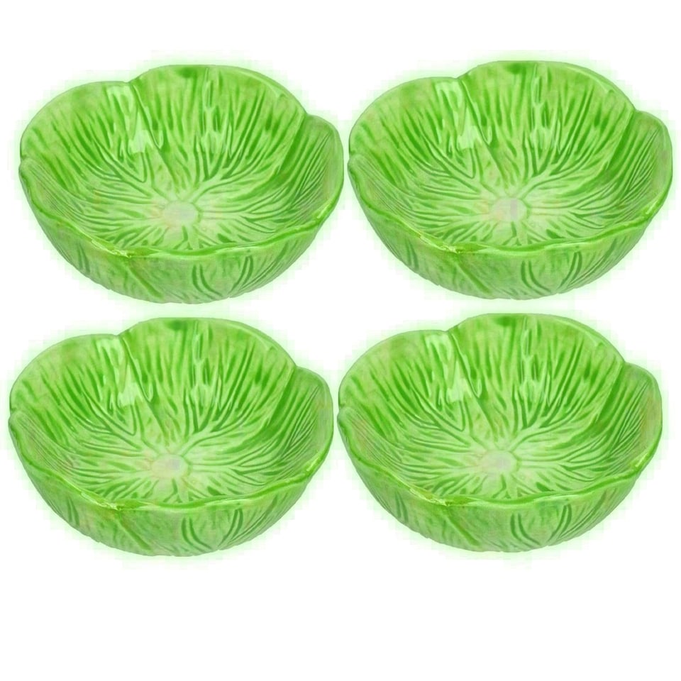 image 1 of 4PK Small Animals Lettuce Green Leaf feeding bowls treat pots 12cm/150ml | Green