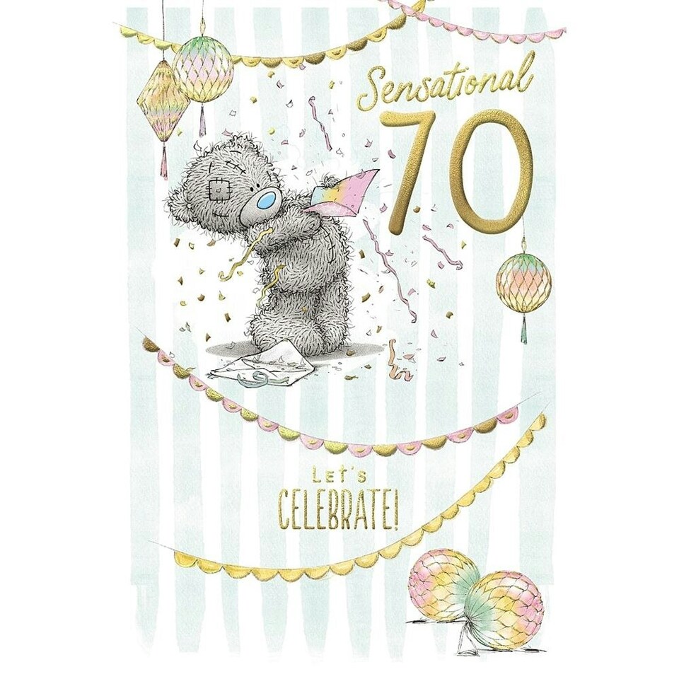 image 1 of Bear Opening Card 70th Birthday Card