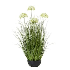 Large Allium Plant in Pot - Plastic - L22 x W22 x H120 cm - White