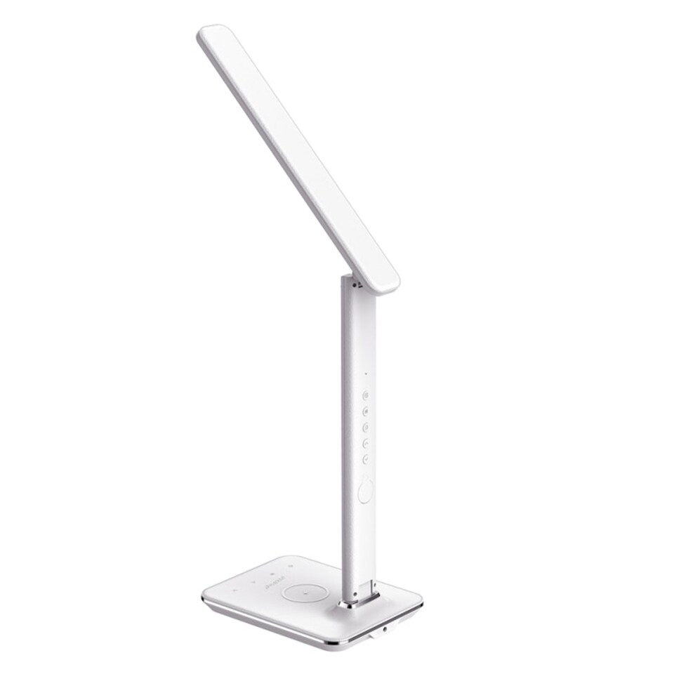 image 1 of Groov-e GVWC04WE Ares Desk LED Lamp with Wireless Charging Pad & Clock - White