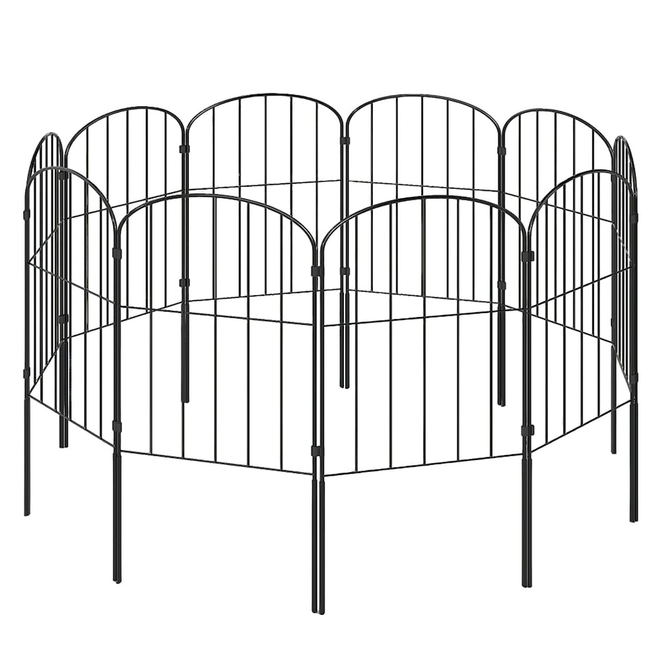 image 1 of Levede 10 Pack Metal Garden Fence Decorative Animal Barrier Outdoor Pet Border | Black