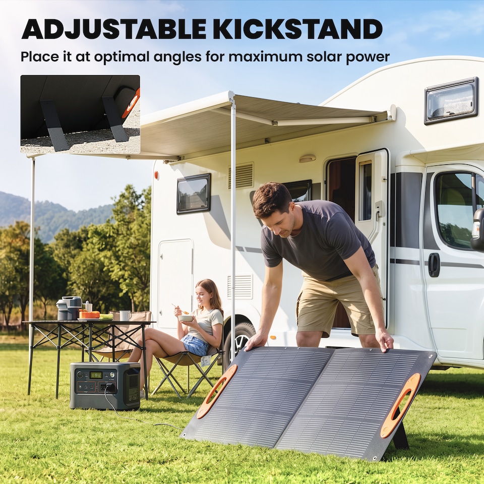 image 1 of HOMCOM 100W Portable Solar Panel Solar Charger with USB-A & USB-C Output | Black