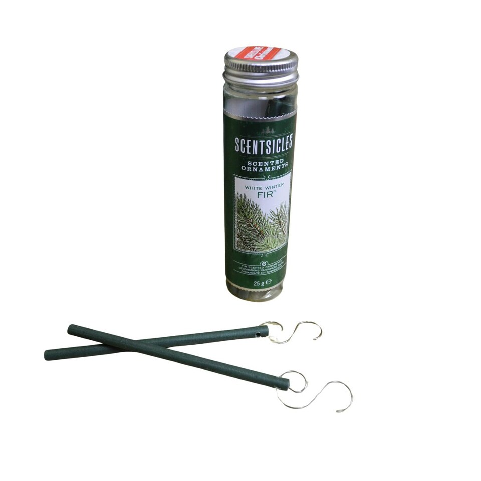 image 1 of 2 PACKS of 6 Scentsicles Scented Hanging Ornaments Sticks - White Winter Fir