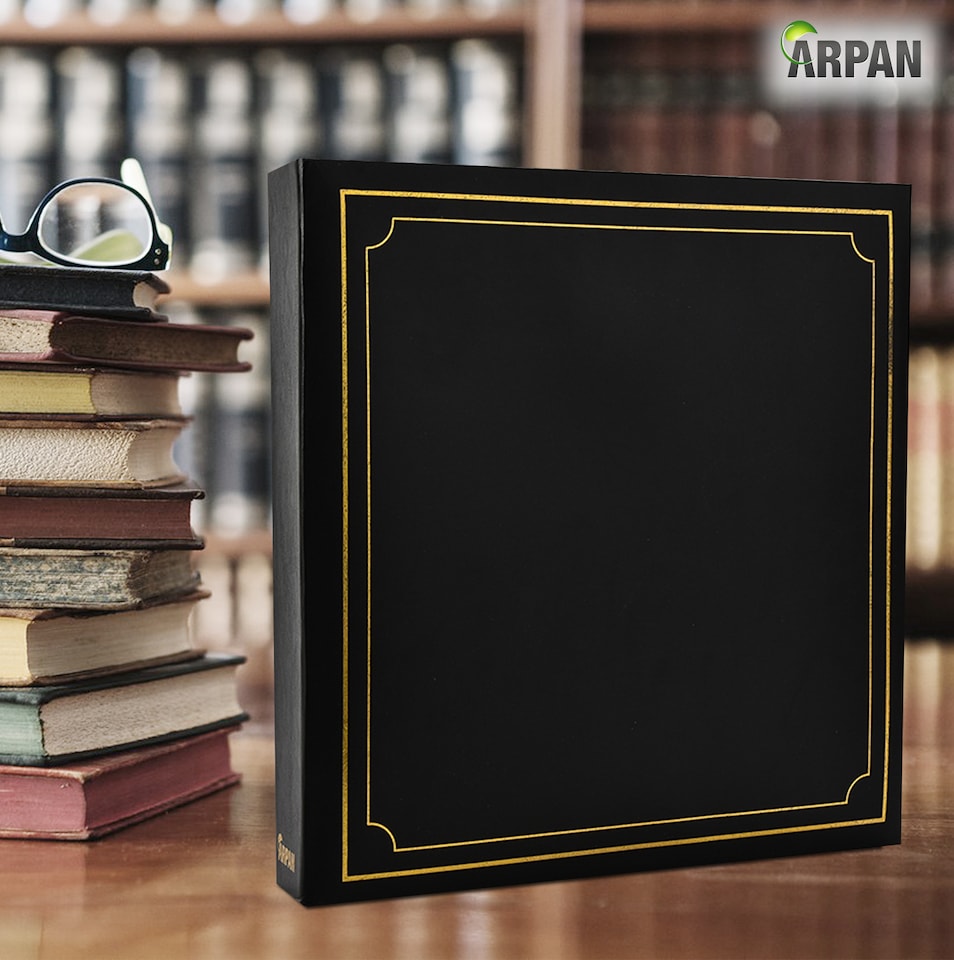 image 1 of ARPAN Large Slip In Photo Album Holds 500 Photos 6x4" (10x15cm) – Gold Stamp Padded Cover Photo Album – Black Memory Book for Family, Wedding & Travel Pictures
