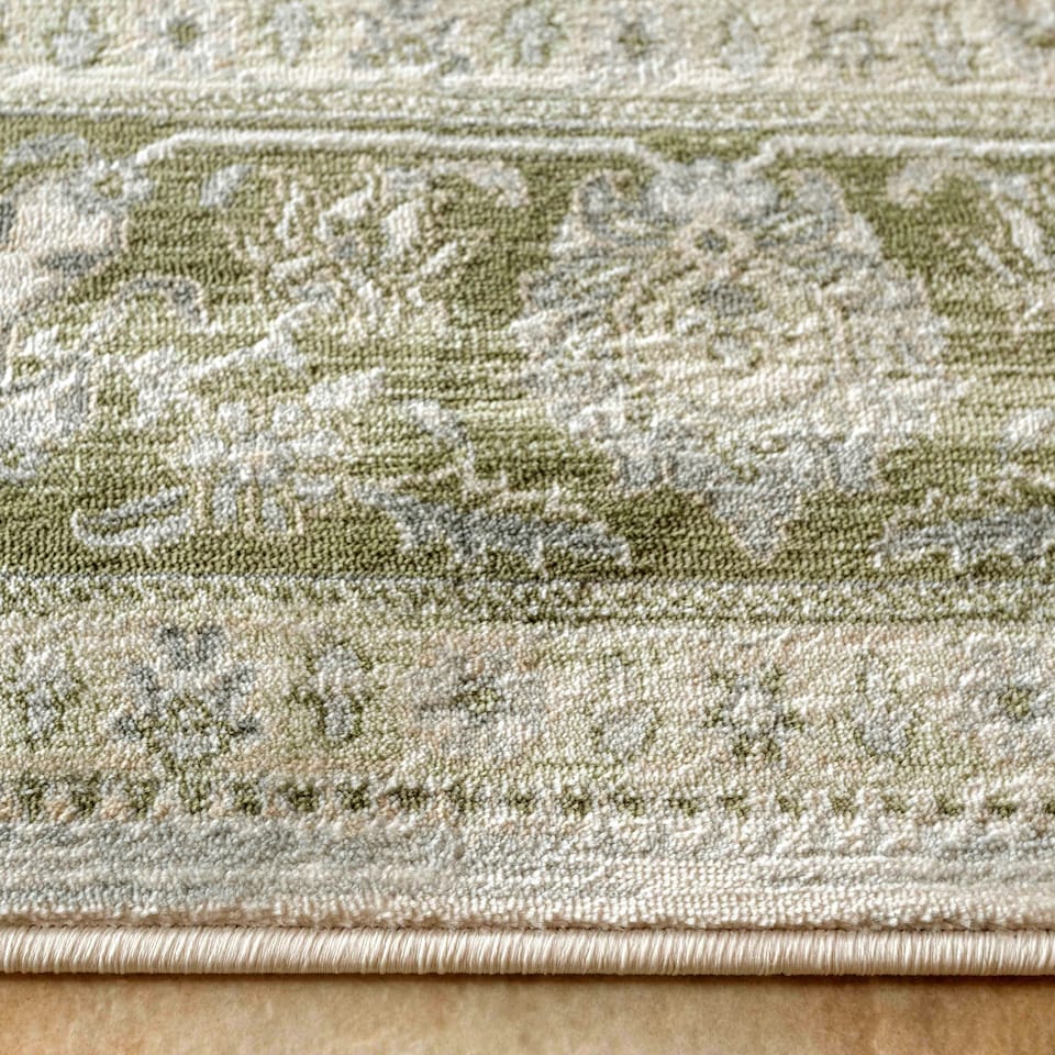 image 1 of KUKOON Green Vintage Style Floral Hallway Runner Rug 60cm x 240cm | Green