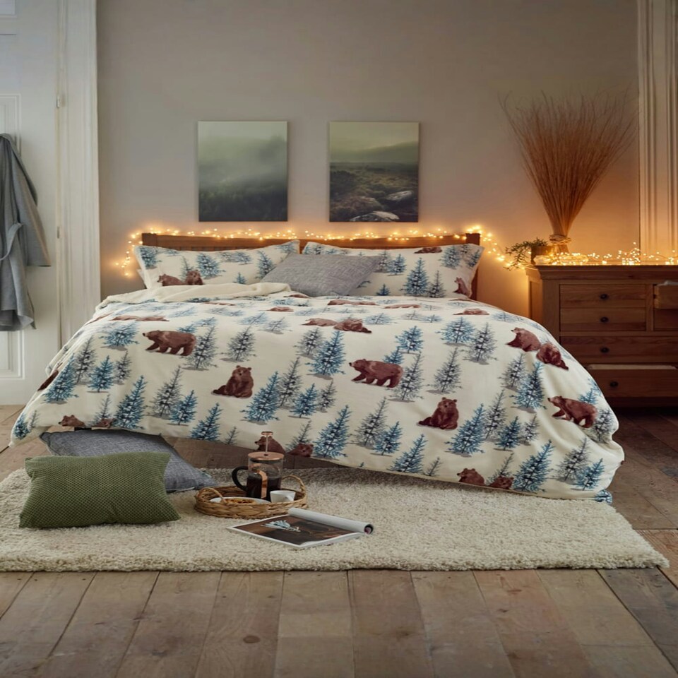 image 1 of Winter Bears Duvet Cover Set – Soft Fleece Bedding with Easy Zip Fastening Multi | Single