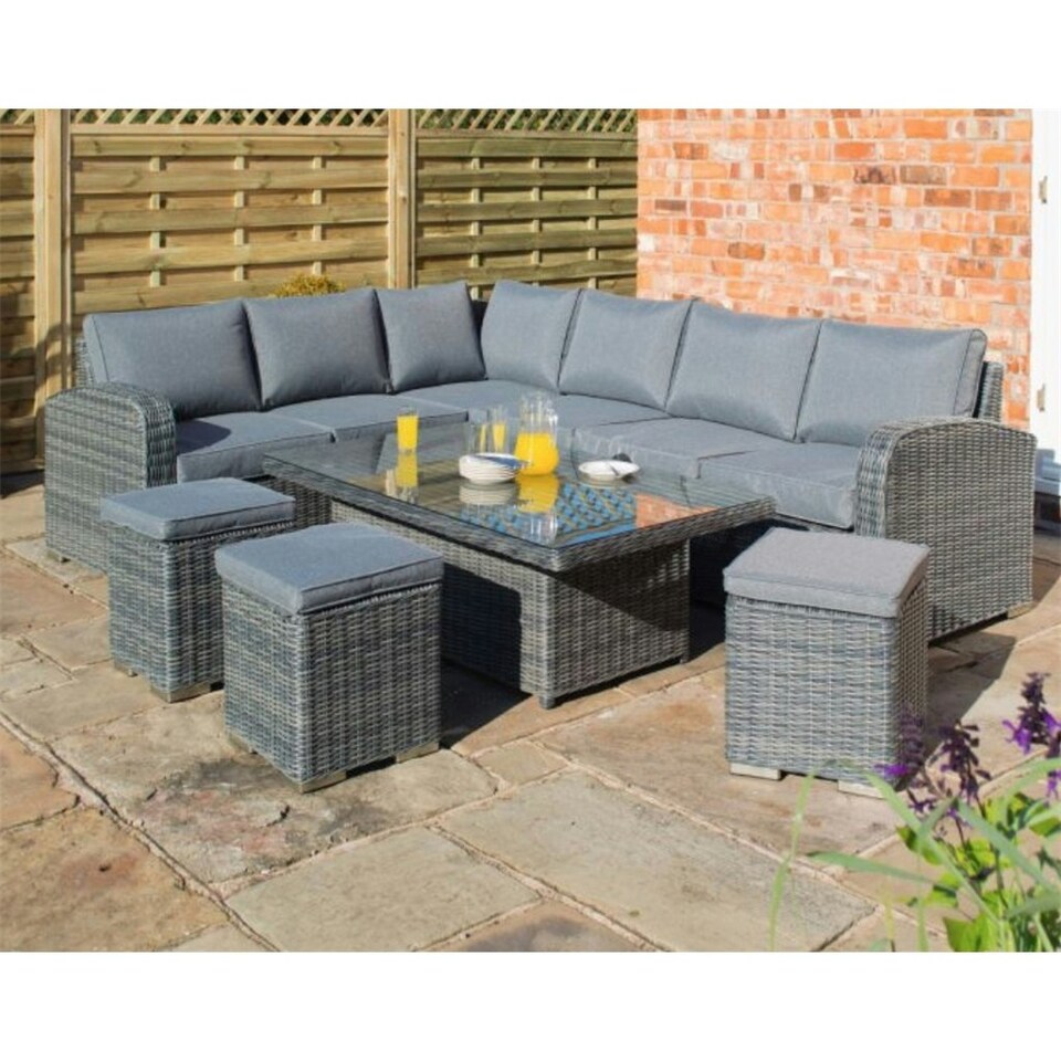image 1 of 5 Seater Grey Weave Corner Dining Set